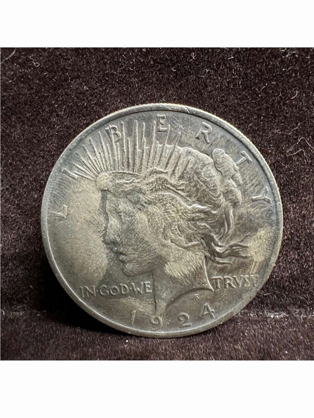 1924 Peace Silver Dollar Coin - Silver Tone